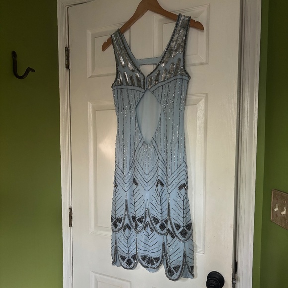 Blue Flapper 20s Style Dress - Picture 5 of 15
